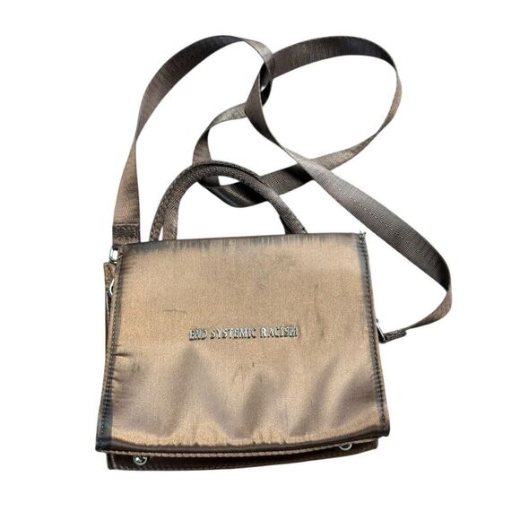 Brandon Blackwood ESR “End Systemic Racism” Satin Mini Tote Brown OS - Picture 4 of 10